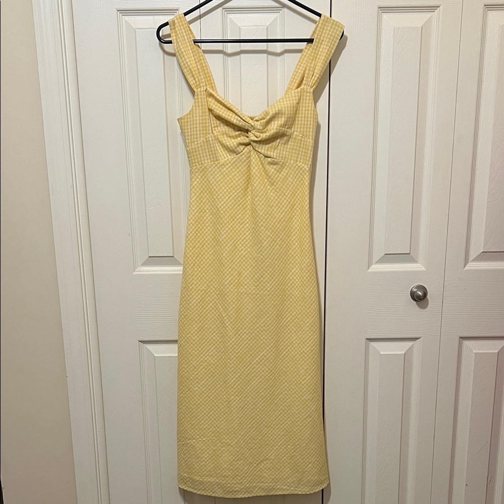 Sophie Rue Yellow Checkered Midi Dress